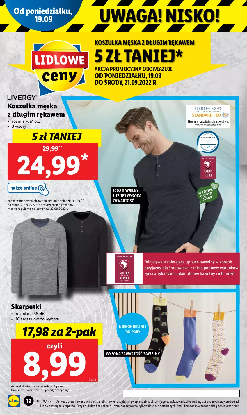 Gazetka promocyjna Lidl - GAZETKA - ważna 19.09 do 24.09.2022 - strona 14 - produkty: Karp, Kosz, Koszulka, Skarpetki, Sok, Waga