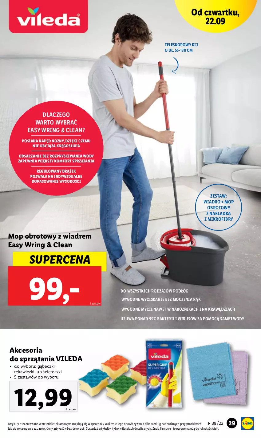 Gazetka promocyjna Lidl - GAZETKA - ważna 19.09 do 24.09.2022 - strona 31 - produkty: Mop, Narożnik, Noż, Sok, Teleskop, Vileda, Wiadro