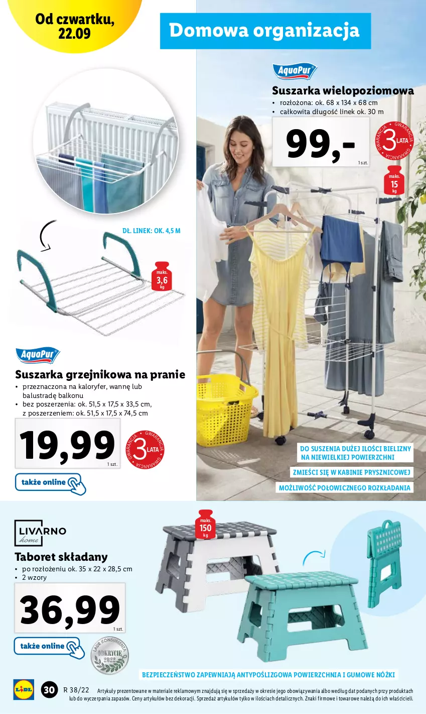 Gazetka promocyjna Lidl - GAZETKA - ważna 19.09 do 24.09.2022 - strona 32 - produkty: Grzejnik, Piec, Suszarka, Taboret, Taboret składany