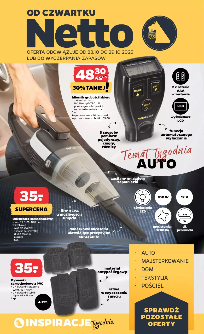 Gazetka promocyjna Netto - Od Czwartku Przemysłowa - ważna 23.10 do 29.10.2025 - strona 1 - produkty: Dywan, Dywanik, Lakier, Odkurzacz, Pościel, Silan, Sprzątanie