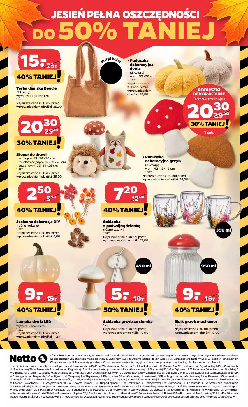 Gazetka promocyjna Netto - Od Czwartku Przemysłowa - ważna 23.10 do 29.10.2025 - strona 8 - produkty: Drzwi, Fa, Gry, Karp, Kujawski, Podlaski, Poduszka, Poduszka dekoracyjna, Sok, Stock, Szklanka, Top, Torba, Wino