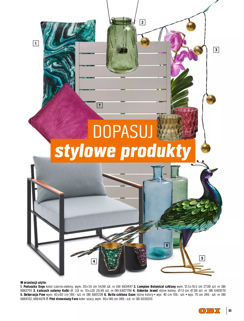 Gazetka promocyjna Obi - Gazetka OBI - ważna 30.03 do 30.06.2022 - strona 51 - produkty: Fa, Fotel, Gres, Gres szkliwiony, Lampion, LANA, Osłonka, Poduszka, Stół