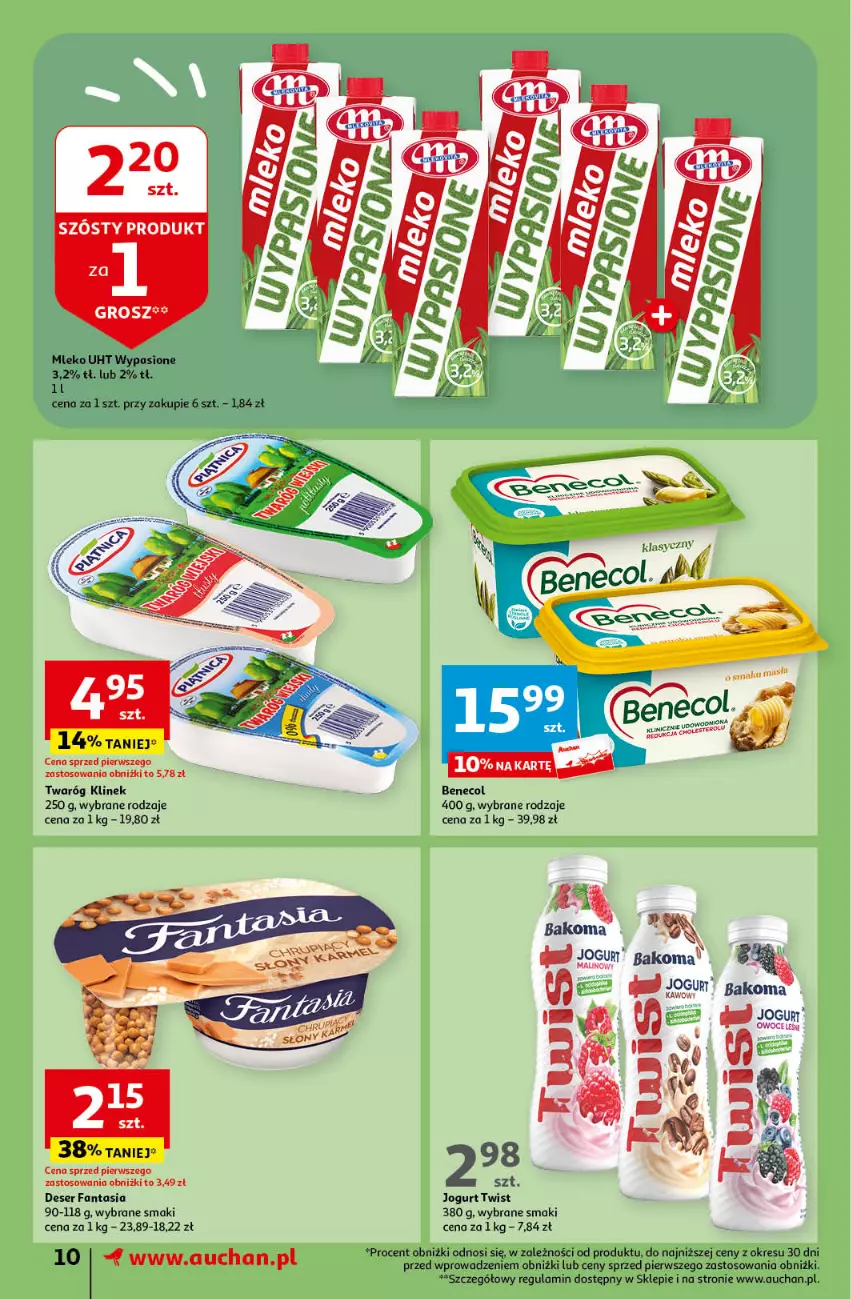 Gazetka promocyjna Auchan - Gazetka Oferty tygodnia! Supermarket Auchan - ważna 18.04 do 24.04.2024 - strona 10 - produkty: Bakoma, Benecol, Deser, Fa, Fanta, Jogurt, Mleko, Owoce, Ser, Twaróg