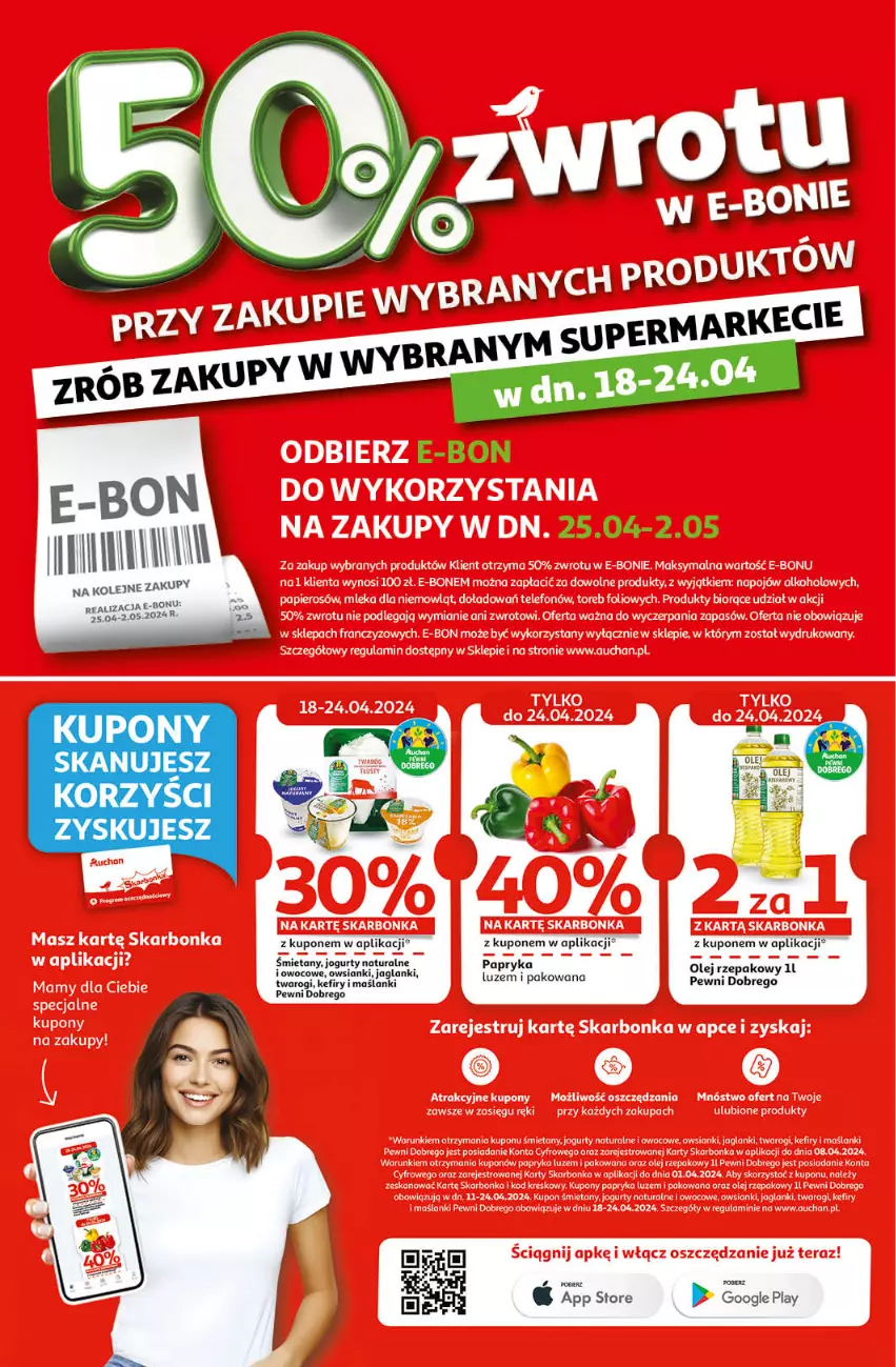 Gazetka promocyjna Auchan - Gazetka Oferty tygodnia! Supermarket Auchan - ważna 18.04 do 24.04.2024 - strona 2 - produkty: Olej