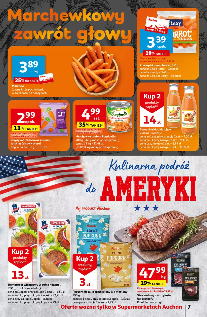 Gazetka promocyjna Auchan - Gazetka Oferty tygodnia! Supermarket Auchan - ważna 18.04 do 24.04.2024 - strona 7 - produkty: Burger, Fa, Gala, Hamburger, Popcorn, Rostbef, Stek, Stek wołowy