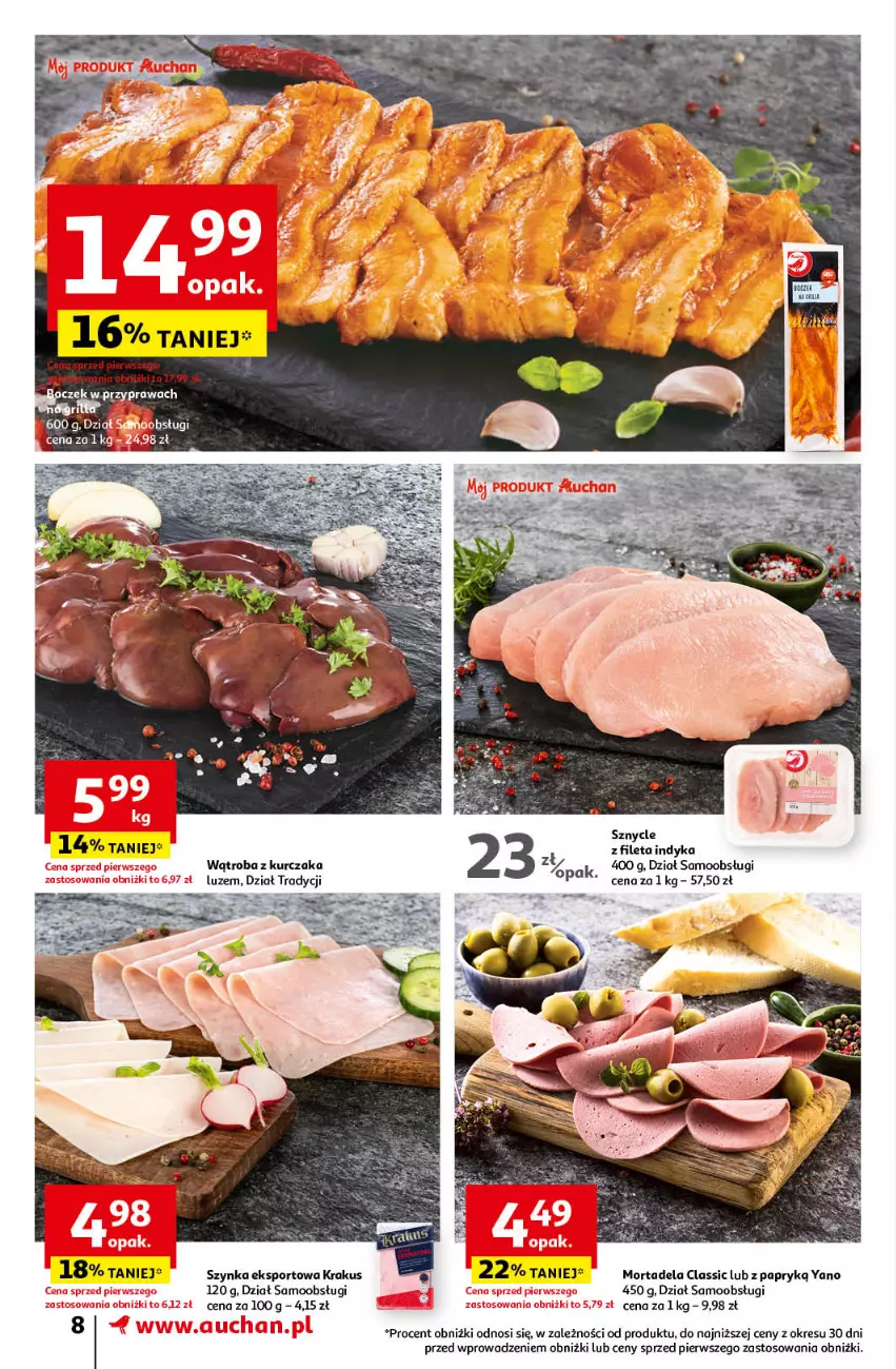 Gazetka promocyjna Auchan - Gazetka Oferty tygodnia! Supermarket Auchan - ważna 18.04 do 24.04.2024 - strona 8 - produkty: Krakus, Kurczak, Por, Sport, Szynka