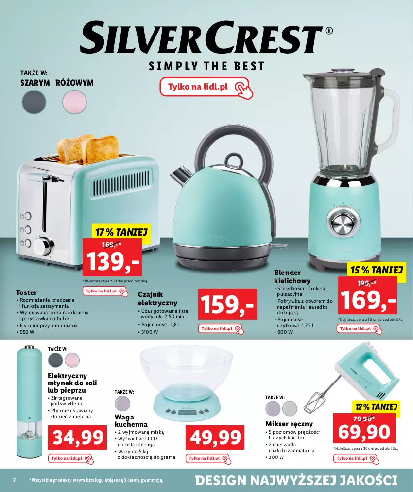 Gazetka promocyjna Lidl - KATALOG SILVERCREST - ważna 01.08 do 31.08.2023 - strona 2 - produkty: Blender, Czajnik, Czajnik elektryczny, Gra, Mikser, Mikser ręczny, Młynek, Piec, Pieprz, Rama, Rum, Ser, Top, Toster, Waga