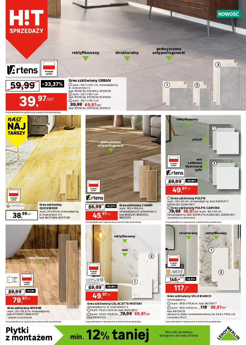 Gazetka promocyjna Leroy Merlin - Gazetka Leroy Merlin - ważna 06.08 do 28.08.2025 - strona 13 - produkty: Glazura, Gra, Gres, Gres szkliwiony, Lack, Laur, Lazur, Por, Rust