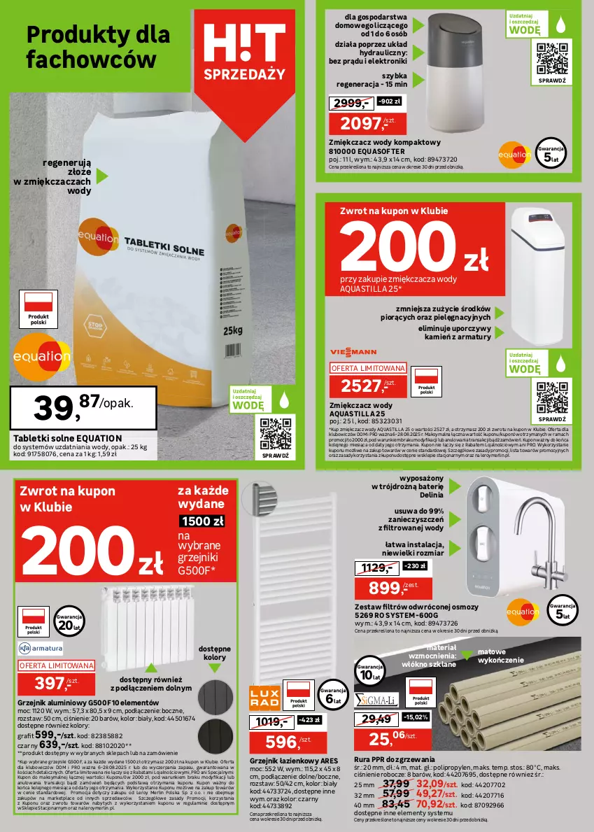 Gazetka promocyjna Leroy Merlin - Gazetka Leroy Merlin - ważna 06.08 do 28.08.2025 - strona 26 - produkty: Fa, Gra, Grzejnik, Grzejnik łazienkowy, Olej, Por, Rama, Rura, Tablet, Tran