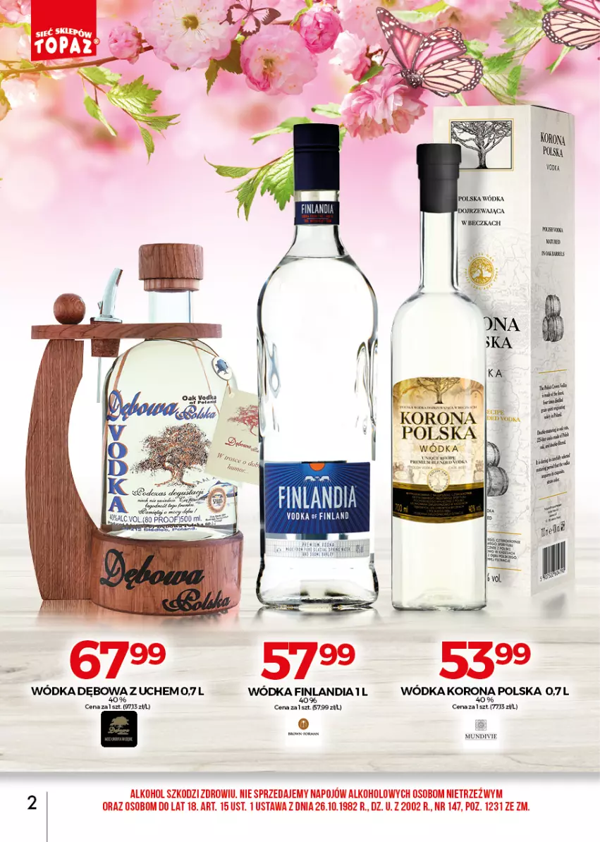 Gazetka promocyjna Topaz - Gazetka - ważna 01.04 do 30.04.2021 - strona 2 - produkty: Finlandia, Wódka