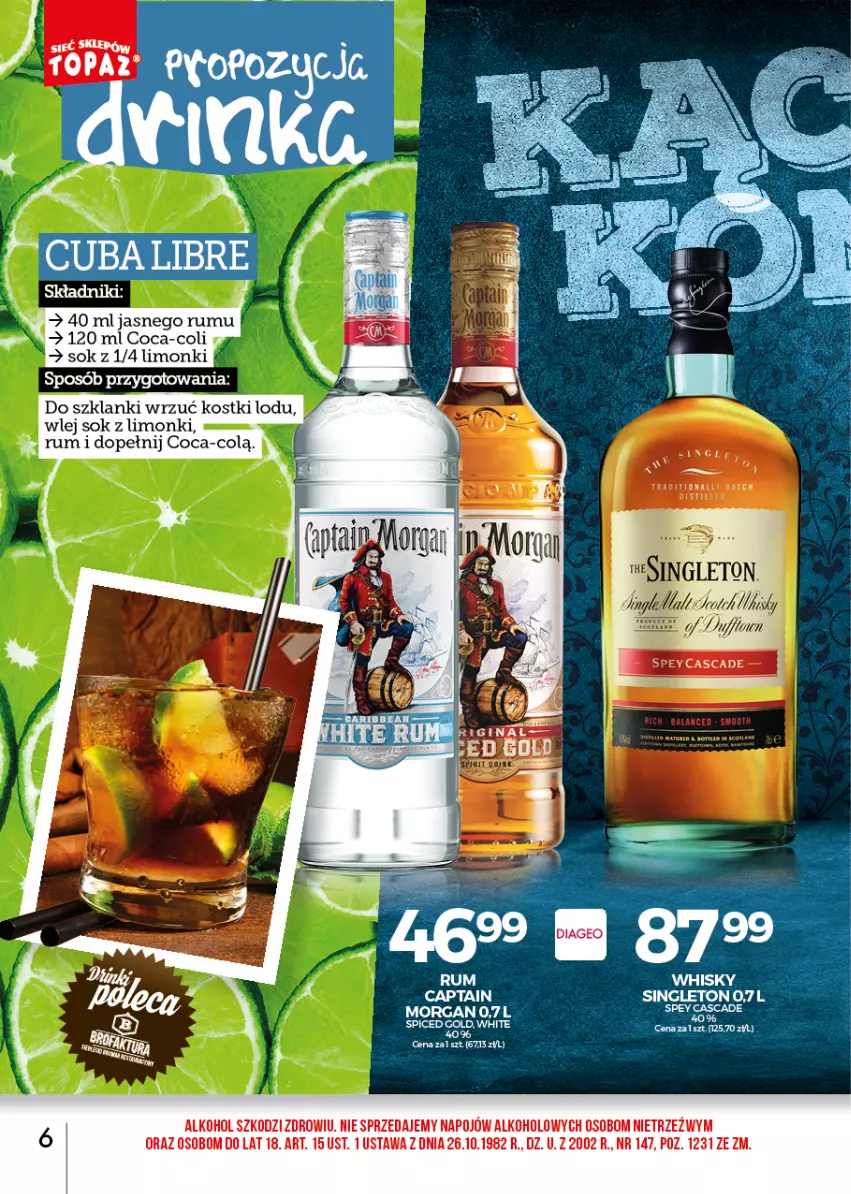 Gazetka promocyjna Topaz - Gazetka - ważna 01.04 do 30.04.2021 - strona 6 - produkty: Gin, Lanki, Rum, Sok