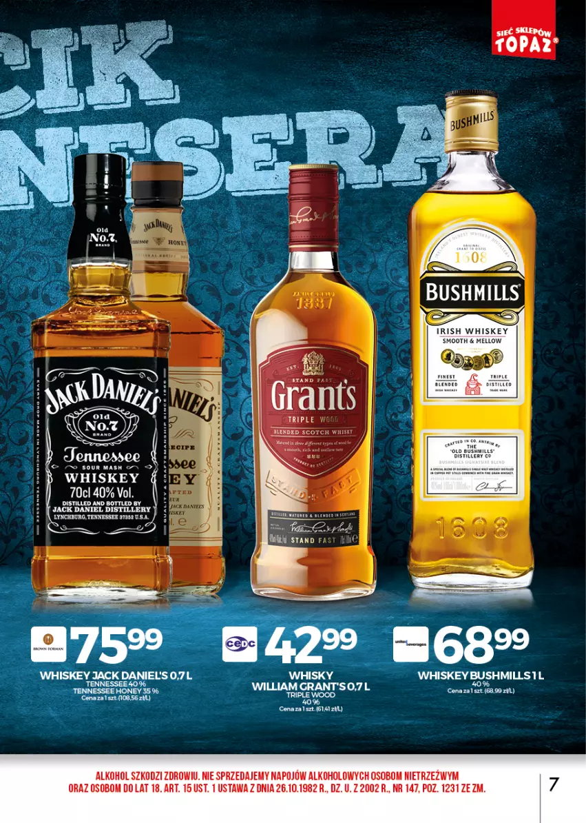 Gazetka promocyjna Topaz - Gazetka - ważna 01.04 do 30.04.2021 - strona 7 - produkty: Bushmills, Fa, Gra, LG, Whiskey