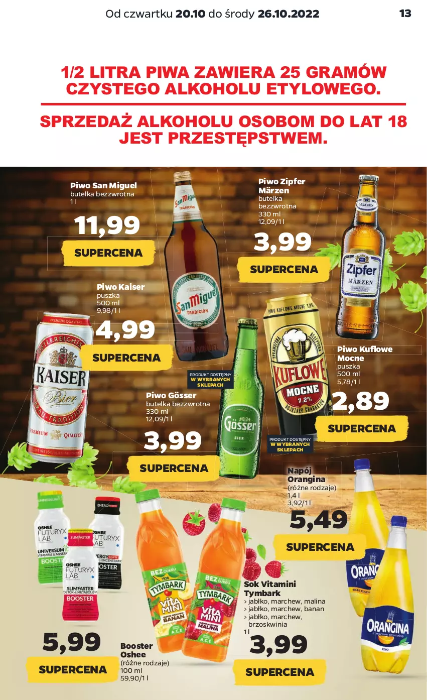 Gazetka promocyjna Netto - Artykuły spożywcze - ważna 20.10 do 26.10.2022 - strona 13 - produkty: Booster, Gin, Gra, Napój, Oshee, Piwa, Piwo, Ser, Sok, Tymbark