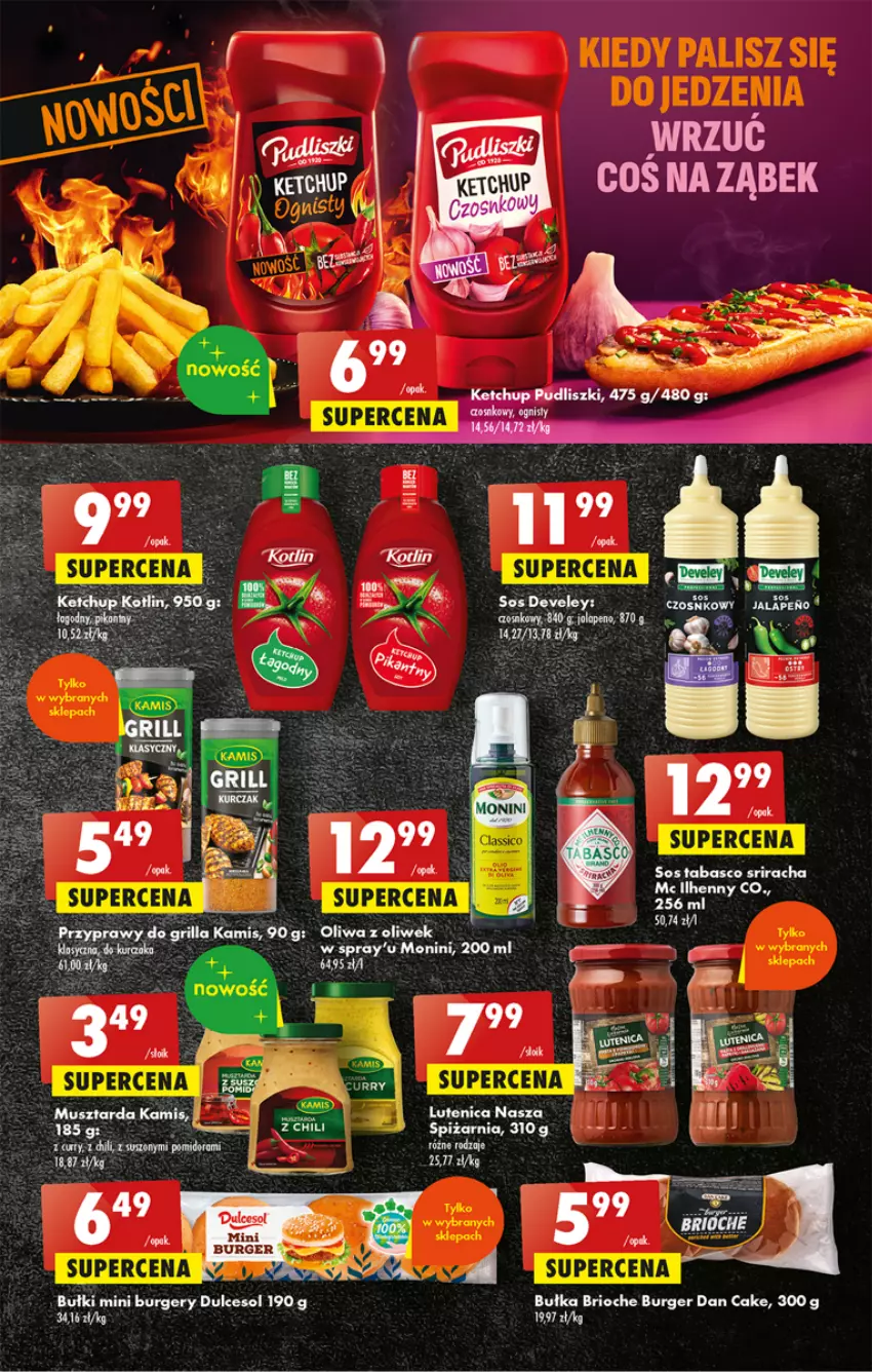 Gazetka promocyjna Biedronka - ważna 01.06 do 07.06.2023 - strona 29 - produkty: Bułka, Burger, Dan Cake, Kamis, Ketchup, Monini, Mus, Musztarda, Oliwa, Oliwa z oliwek, Pudliszki, Sos