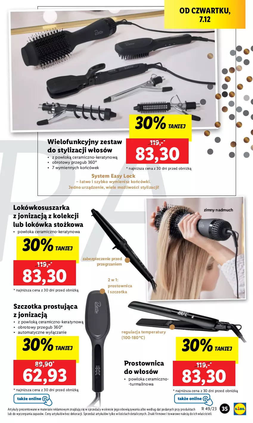 Gazetka promocyjna Lidl - GAZETKA - ważna 04.12 do 09.12.2023 - strona 39 - produkty: Lokówka, Piec, Prostownica do włosów, Suszarka, Szczotka