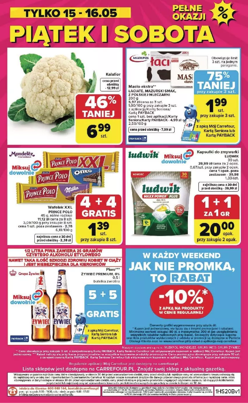 Gazetka promocyjna Carrefour - Gazetka Weekend okazji już od czwartku! - ważna 14.05 do 16.05.2026 - strona 8 - produkty: Fa, Gry, Kalafior, LG, Ludwik, Piwo, Prince Polo, Taca, Wafelek, Zmywarki