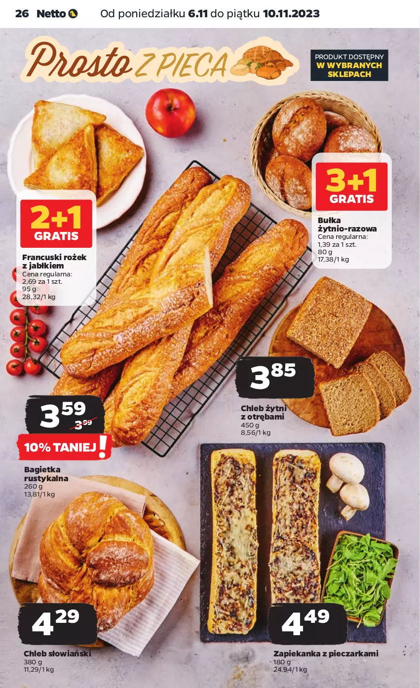 Gazetka promocyjna Netto - Artykuły spożywcze - ważna 06.11 do 10.11.2023 - strona 26 - produkty: Bagietka, Bułka, Chleb, Piec, Pieczarka, Rust, Zapiekanka