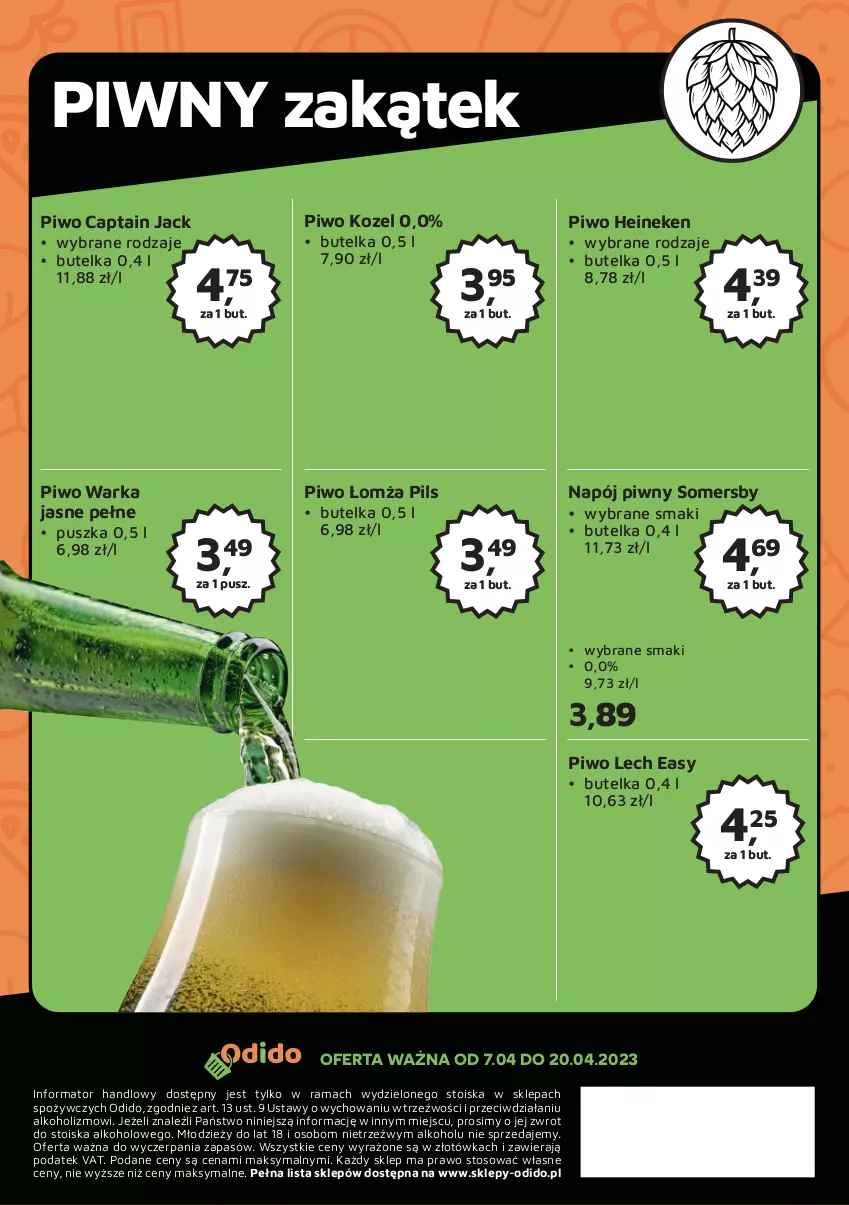 Gazetka promocyjna Odido - Gazetka - ważna 07.04 do 20.04.2023 - strona 8 - produkty: Captain Jack, Heineken, Kozel, Napój, Piwo, Rama, Somersby, Warka