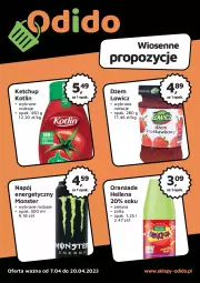 Gazetka promocyjna Odido - Gazetka - Gazetka - ważna od 20.04 do 20.04.2023 - strona 1 - produkty: Ketchup, Sok, Napój energetyczny, Dżem, Oranżada, Hellena, Kotlin, Napój