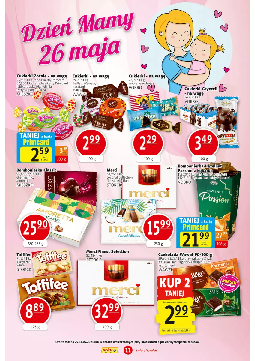 Gazetka promocyjna Prim Market - ważna 25.05 do 31.05.2023 - strona 11 - produkty: Cukier, Cukierki, Czekolada, Gry, LG, Merci, Toffifee, Wawel