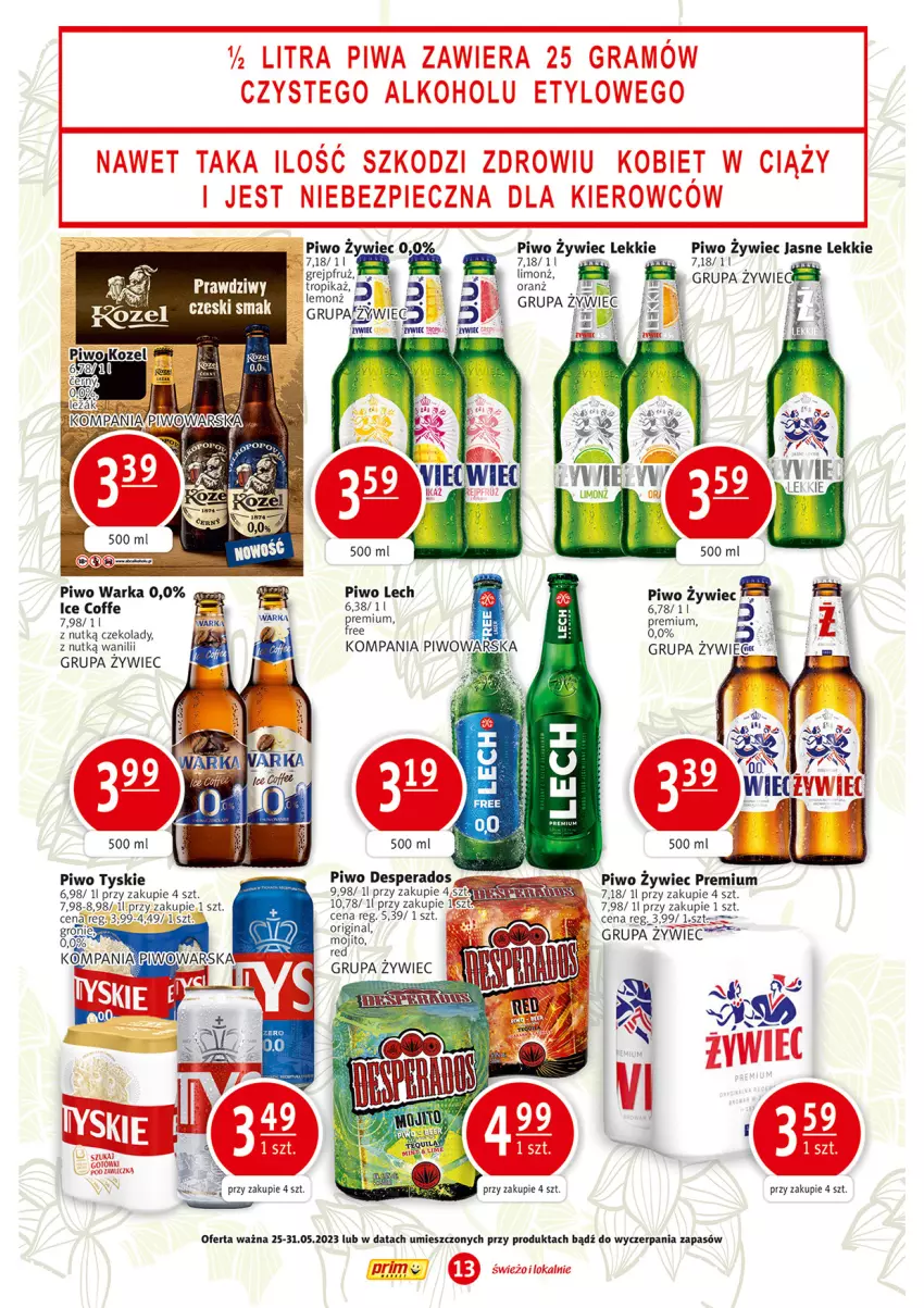 Gazetka promocyjna Prim Market - ważna 25.05 do 31.05.2023 - strona 13 - produkty: Desperados, Gin, Piwo, Tyskie