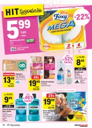 Gazetka promocyjna Intermarche - Gazetka - ważna od 17.01 do 17.01.2022 - strona 35 - produkty: Corega, Płyn do płukania jamy ustnej, Listerine, Papier, Dezodorant, Adidas, Tampony, Płyn do płukania, Ręcznik, Foxy, O.B., Farba do włosów, Fa