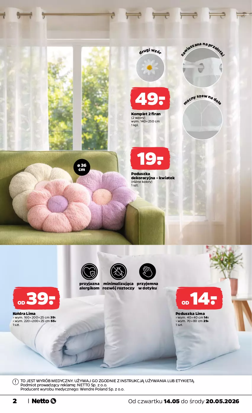 Gazetka promocyjna Netto - Od Czwartku - ważna 14.05 do 20.05.2026 - strona 2 - produkty: Kołdra, Poduszka, Poduszka dekoracyjna
