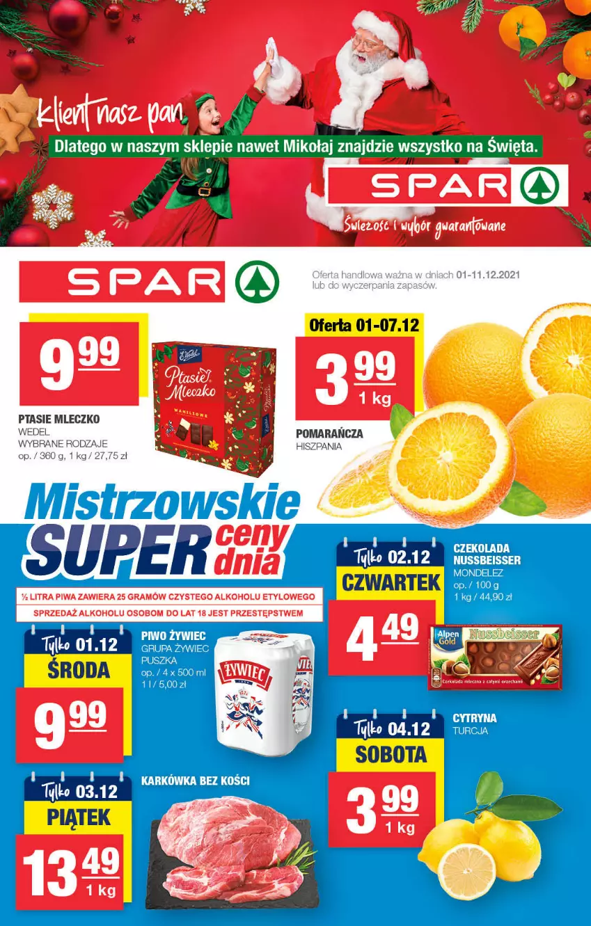 Gazetka promocyjna Spar - Spar - ważna 28.11 do 08.12.2021 - strona 1 - produkty: Czekolada, Mleczko, Ptasie mleczko, Ser