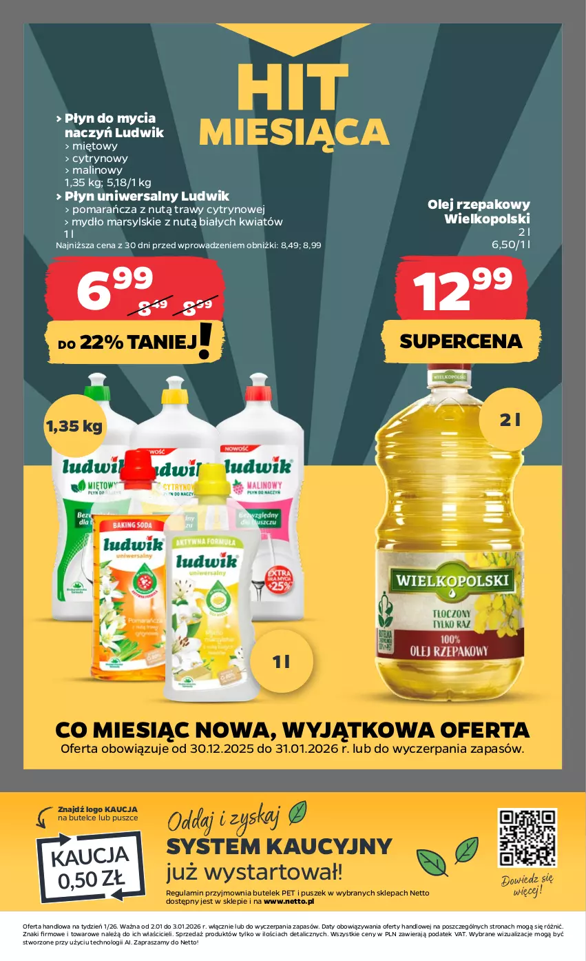 Gazetka promocyjna Netto - Od Piątku - ważna 02.01 do 03.01.2026 - strona 24 - produkty: Do mycia naczyń, Ludwik, Mars, Mydło, Olej, Olej rzepakowy, Płyn do mycia, Płyn do mycia naczyń