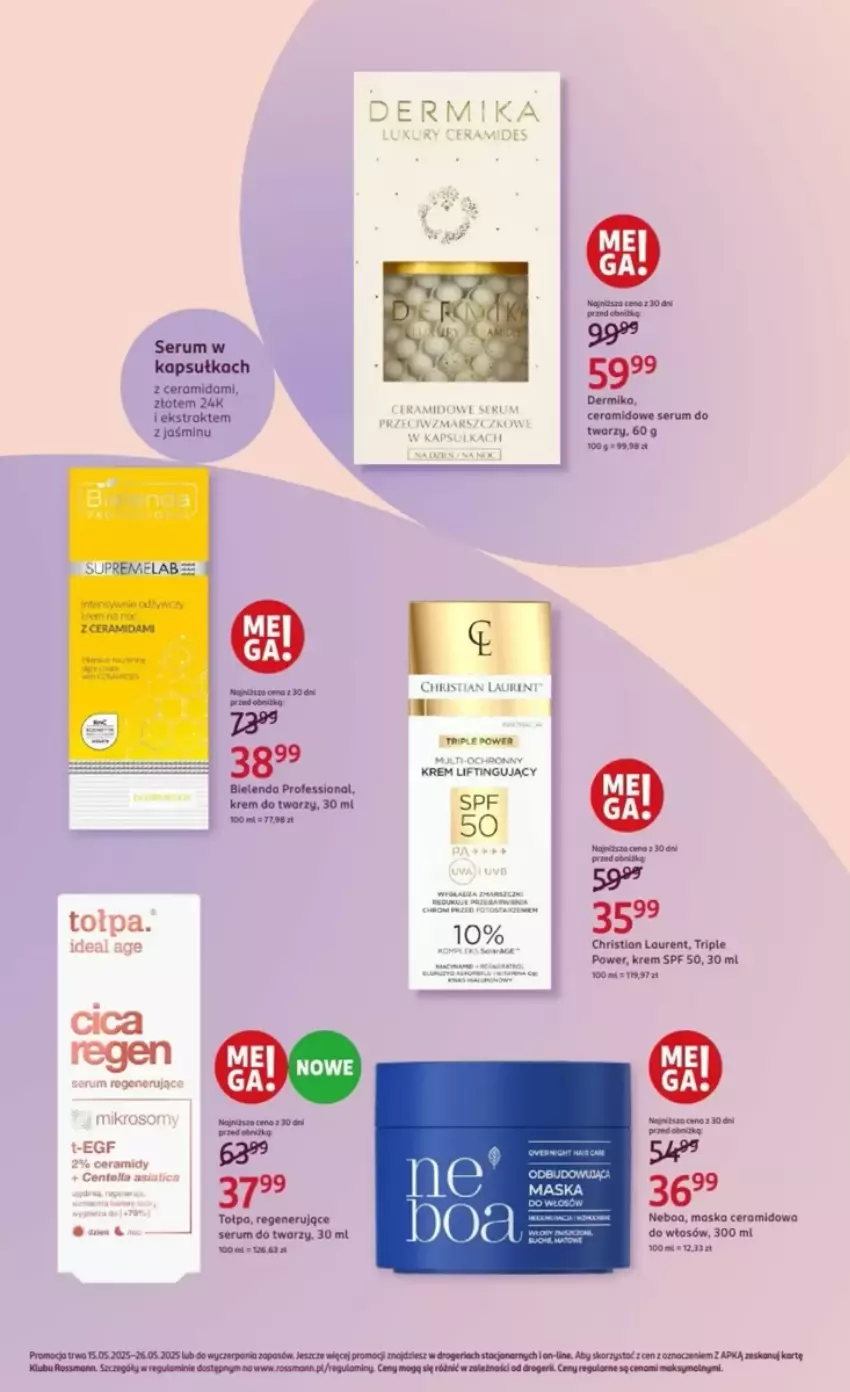 Gazetka promocyjna Rossmann - ważna 15.05 do 26.05.2025 - strona 8 - produkty: Bielenda, Dermika, Krem do twarzy, Laur, Por, Rum, Ser, Serum, Serum do twarzy, Tołpa