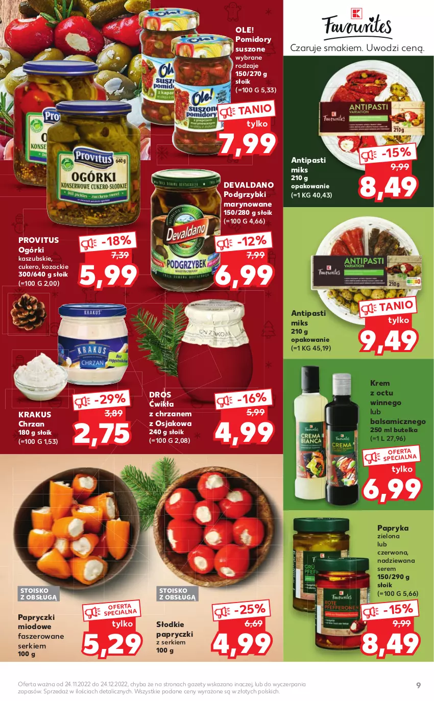 Gazetka promocyjna Kaufland - Katalog Świąteczny - ważna 24.11 do 24.12.2022 - strona 9 - produkty: Chrzan, Fa, Krakus, Ole!, Papryka, Podgrzybki, Podgrzybki marynowane, Pomidory, Sati, Ser