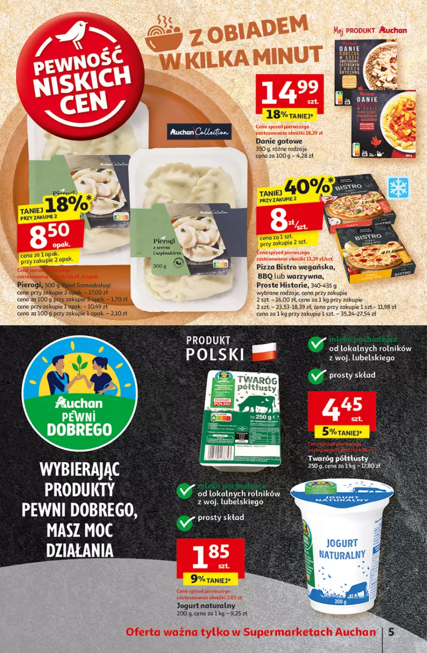 Gazetka promocyjna Auchan - Pewność Niskich Cen Supermarket - ważna 26.09 do 02.10.2024 - strona 5 - produkty: Danie gotowe, Fa, Jogurt, Jogurt naturalny, Kozaki, Pierogi, Pizza