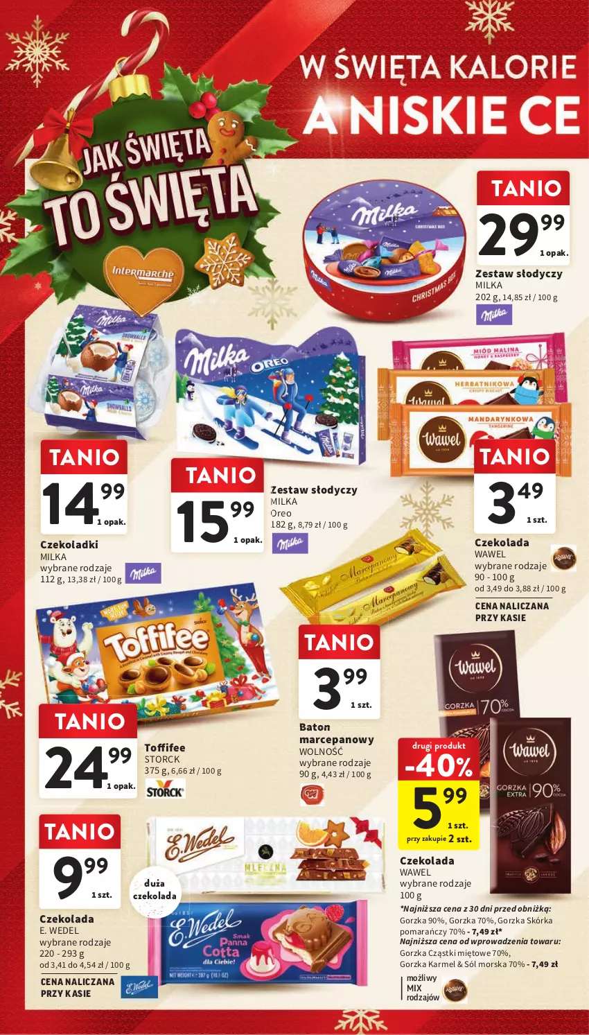 Gazetka promocyjna Intermarche - Gazetka Intermarche - ważna 30.11 do 06.12.2023 - strona 4 - produkty: Baton, Baton marcepanowy, Czekolada, E. Wedel, Milka, Oreo, Sól, Wawel