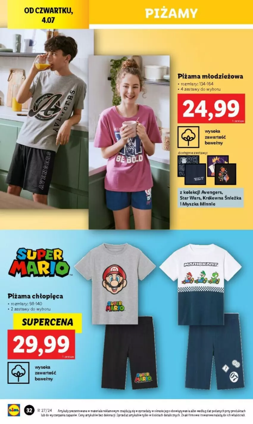 Gazetka promocyjna Lidl - ważna 01.07 do 06.07.2024 - strona 30 - produkty: Avengers, Minnie, Mysz, Piżama, Sok, Star Wars