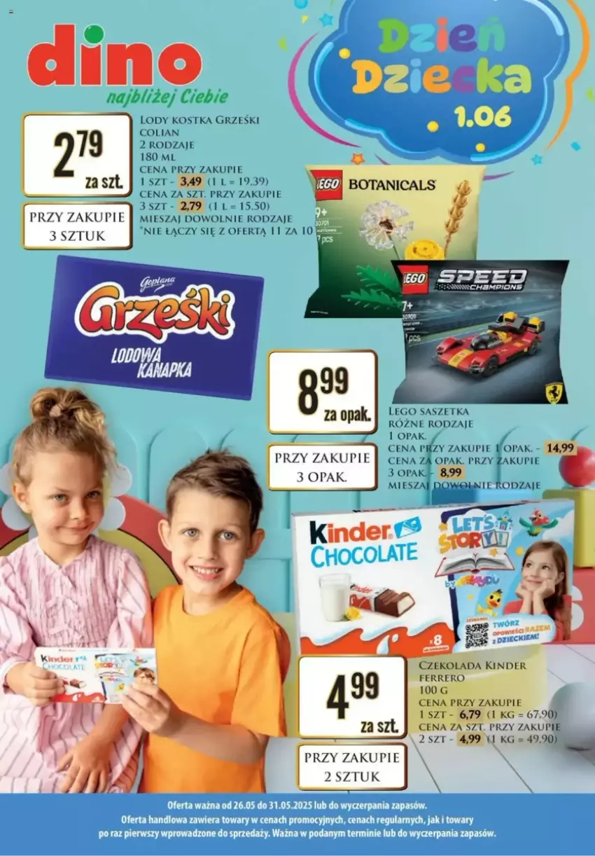 Gazetka promocyjna Dino - ważna 26.05 do 31.05.2025 - strona 1 - produkty: Grześki, JBL, LEGO, Lody