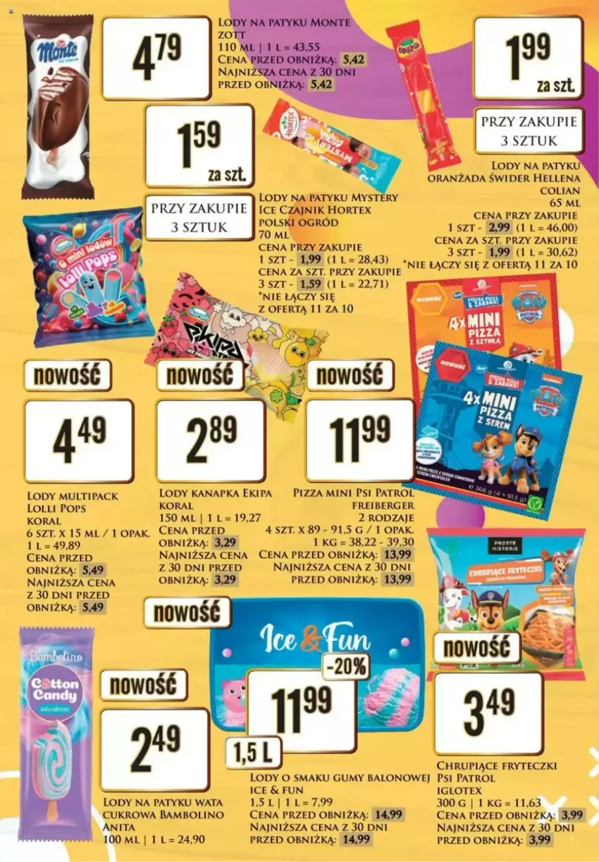 Gazetka promocyjna Dino - ważna 26.05 do 31.05.2025 - strona 3 - produkty: Hellena, Lody, Monte, Oranżada, Pizza, Psi Patrol, Zott