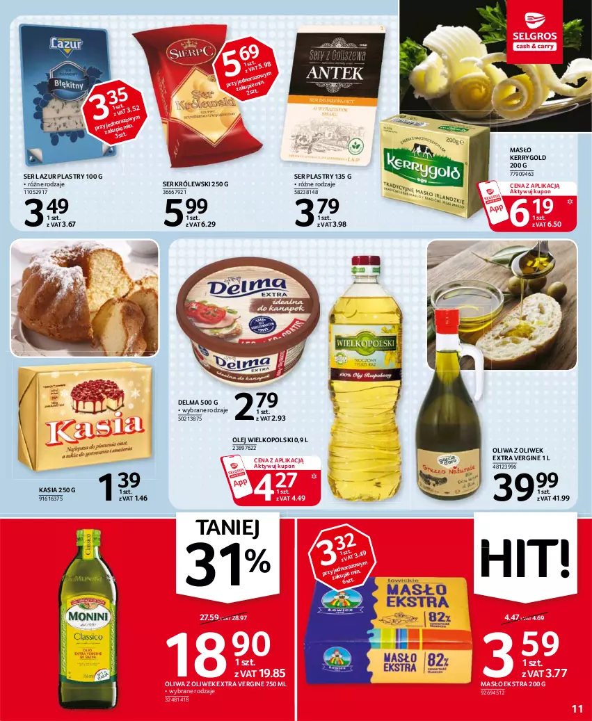 Gazetka promocyjna Selgros - Oferta spożywcza - ważna 21.01 do 03.02.2021 - strona 11 - produkty: Delma, Gin, Kasia, Królewski, Lazur, Masło, Olej, Oliwa z oliwek, Ser