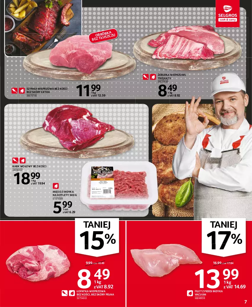 Gazetka promocyjna Selgros - Oferta spożywcza - ważna 21.01 do 03.02.2021 - strona 7 - produkty: Filet z piersi indyka, Kark wołowy, Kotlet, Mięso, Mięso z indyka, Szynka, Szynka wieprzowa