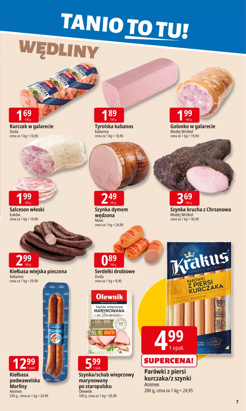 Gazetka promocyjna E Leclerc - ważna 10.11 do 17.11.2025 - strona 7 - produkty: Bols, Chrzan, Duda, Gala, Kabanos, Kiełbasa, Kiełbasa wiejska, Kurczak, LG, Madej Wróbel, Morliny, Olewnik, Parówki, Parówki z piersi kurczaka, Piec, Salceson, Schab wieprzowy, Ser, Serdelki, Szynka, Szynka wieprzowa, Wawel