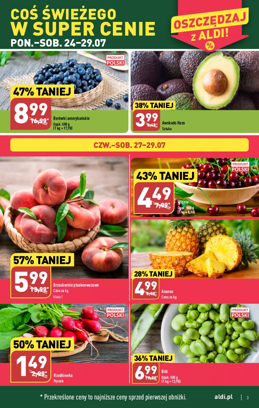Gazetka promocyjna Aldi - Pełna oferta - ważna 24.07 do 29.07.2023 - strona 3 - produkty: Ananas, Brzoskwinie, Rzodkiewka