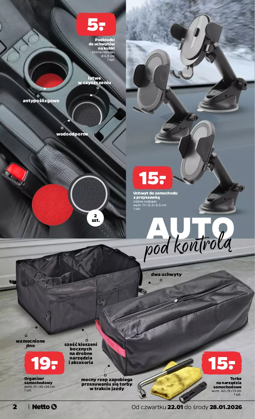 Gazetka promocyjna Netto - Od Czwartku - ważna 22.01 do 25.01.2026 - strona 2 - produkty: Organizer, Podkład, Por, Torba, Uchwyty