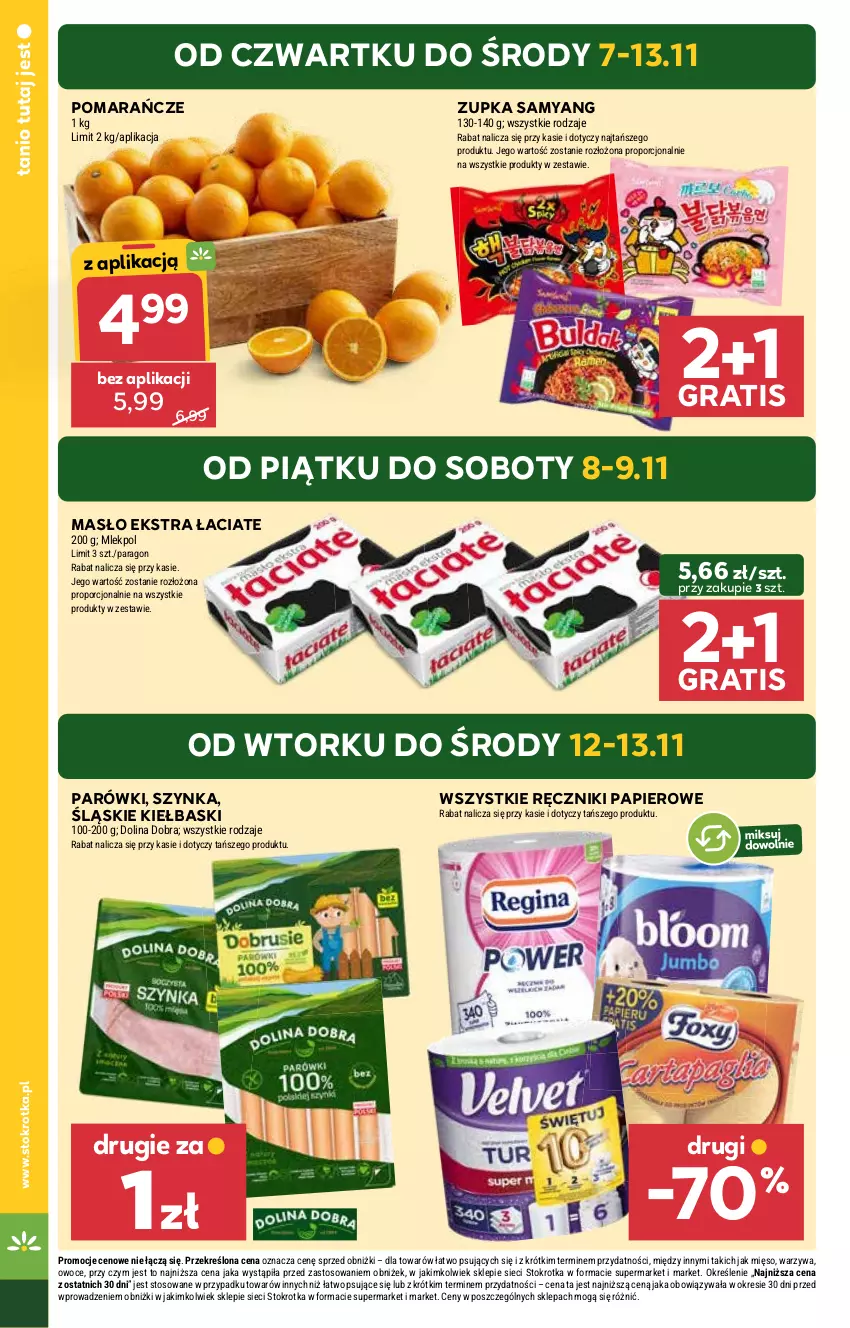 Gazetka promocyjna Stokrotka - Supermarket Opole/Radom - ważna 07.11 do 13.11.2024 - strona 6 - produkty: Gra, Masło, Owoce, Papier, Parówki, Pomarańcze, Por, Ręcznik, Ręczniki papierowe, Szynka, Warzywa