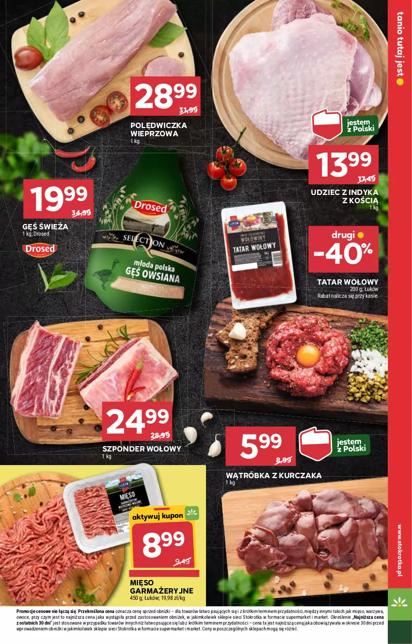 Gazetka promocyjna Stokrotka - Supermarket Opole/Radom - ważna 07.11 do 13.11.2024 - strona 9 - produkty: Kurczak, Mięso, Mięso garmażeryjne, Owoce, Polędwiczka wieprzowa, Szponder wołowy, Tatar wołowy, Udziec z indyka, Warzywa