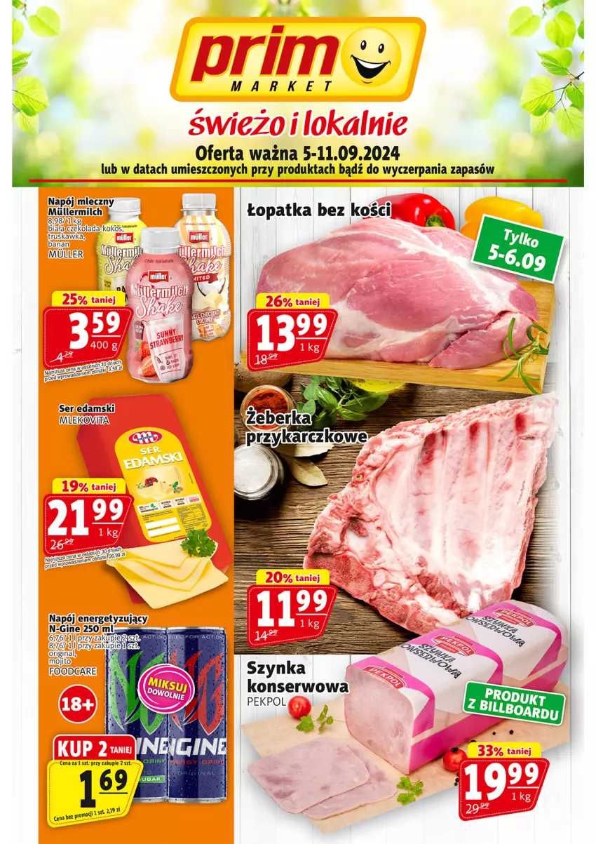 Gazetka promocyjna Prim Market - ważna 05.09 do 11.09.2024 - strona 1 - produkty: Czekolada, Edam, Gin, Kokos, Miecz, Napój, Nioh, Pekpol, Ser