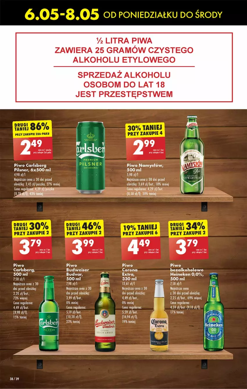 Gazetka promocyjna Biedronka - Od Poniedziałku - ważna 06.05 do 11.05.2024 - strona 38 - produkty: Carlsberg, Gra, Namysłów, Piwa, Piwo, Ser