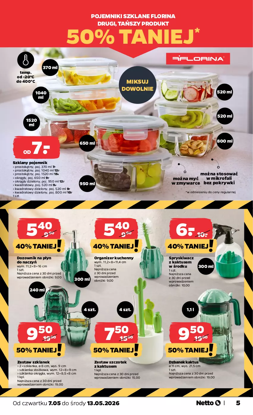 Gazetka promocyjna Netto - Od Czwartku - ważna 07.05 do 13.05.2026 - strona 5 - produkty: Dozownik, Dzbanek, Fa, Kaktus, Organizer, Pojemnik, Szklanka