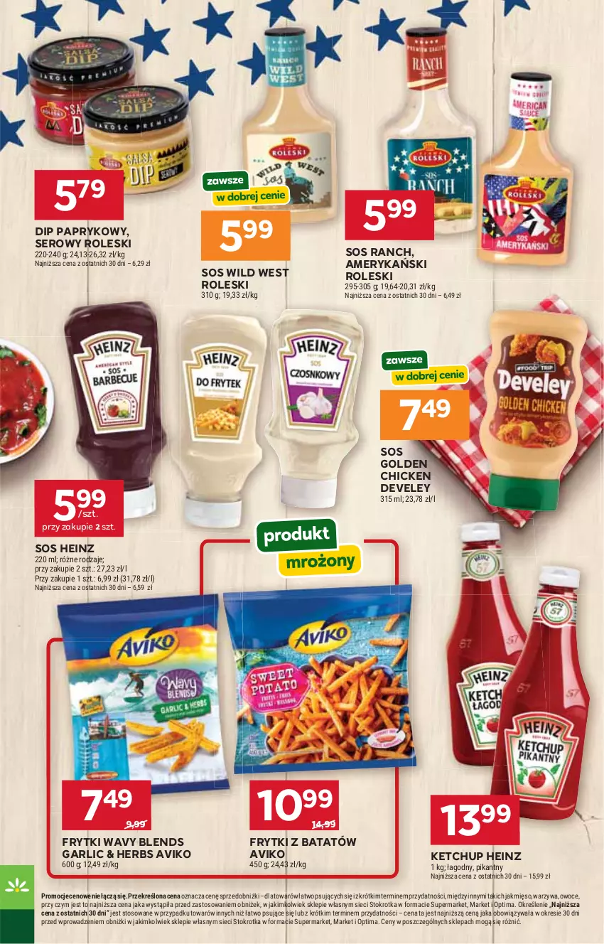 Gazetka promocyjna Stokrotka - Ameryka Północna w Kuchni - ważna 11.06 do 01.07.2026 - strona 3 - produkty: Frytki, Frytki z batatów, Heinz, Ketchup, Mięso, Optima, Owoce, Ser, Sos, Warzywa