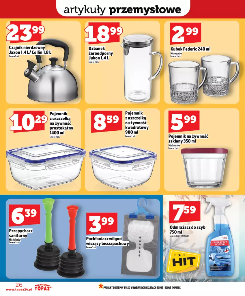 Gazetka promocyjna Topaz - Gazetka - ważna 29.01 do 04.02.2026 - strona 26 - produkty: Czajnik, Dzbanek, LG, Odmrażacz do szyb, Pochłaniacz wilgoci, Pojemnik, Por, Top