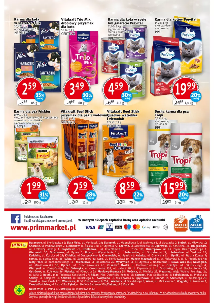 Gazetka promocyjna Prim Market - ważna 07.12 do 13.12.2023 - strona 16 - produkty: Fa, Felix, Friskies, Gala, Kurczak, Marchewka, Pur, Purina, Sos, Sucha karma, Vitakraft, Wołowina