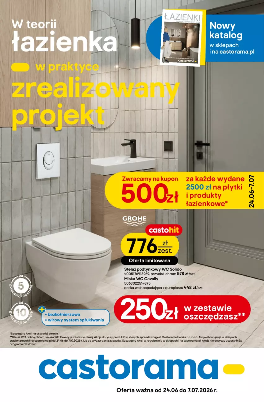 Gazetka promocyjna Castorama - Gazetka Łazienka 24.06-7.07 - ważna 24.06 do 07.07.2026 - strona 1 - produkty: Astor, Deska wolnoopadająca, Gra, Miska, Rama, Top
